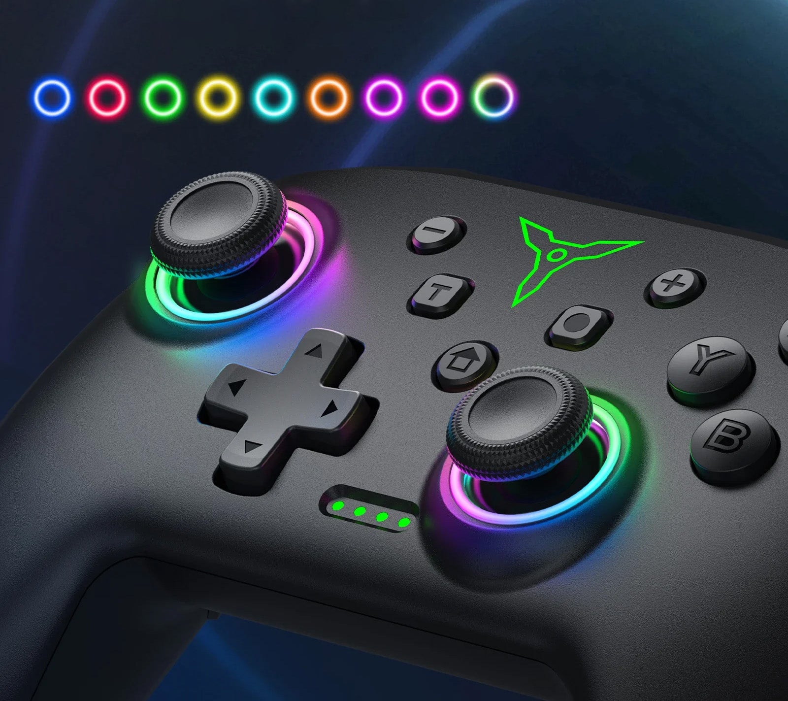 Comando Gaming DINOFIRE RGB – Sem Fios, Compatível PC/Switch/Android/iOS, Iluminação RGB Comando Gaming DINOFIRE RGB – Sem Fios, Compatível PC/Switch/Android/iOS, Iluminação RGB